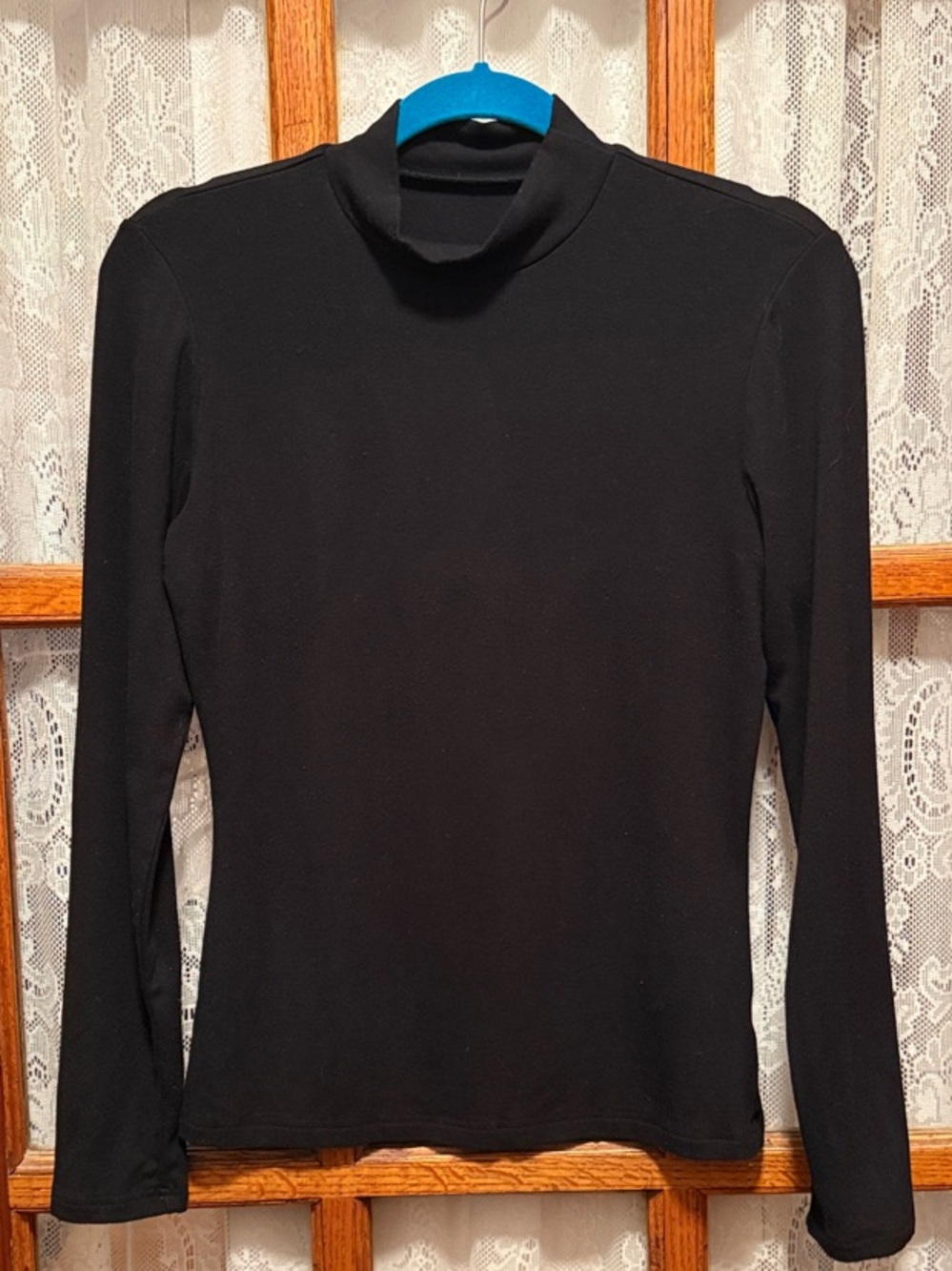 Essential Black Long-Sleeve Mock Neck Top